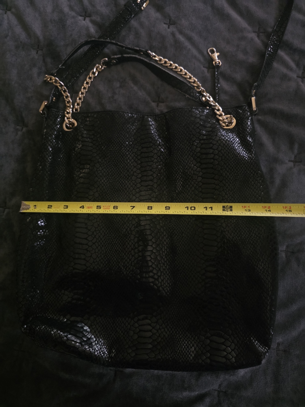 Michael Kors Black Faux-Snake Chain-Handle Women's Shoulder Bag - Picture 14 of 15